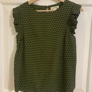 green and white ruffled tank top